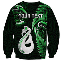 Personalised New Zealand Sweatshirt Aotearoa Silver Fern With Manaia Maori Unique Green LT14 - Polynesian Pride