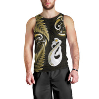 Personalised New Zealand Men Tank Top Aotearoa Silver Fern With Manaia Maori Unique Gold LT14 - Polynesian Pride