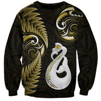 Personalised New Zealand Sweatshirt Aotearoa Silver Fern With Manaia Maori Unique Gold LT14 Unisex Gold - Polynesian Pride