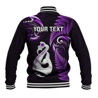 Personalised New Zealand Baseball Jacket Aotearoa Silver Fern With Manaia Maori Unique Purple LT14 - Polynesian Pride