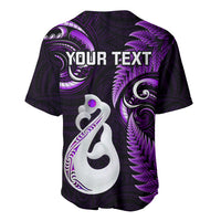 Personalised New Zealand Baseball Jersey Aotearoa Silver Fern With Manaia Maori Unique Purple LT14 - Polynesian Pride