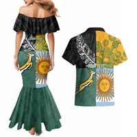 Personalised Rugby 2025 Championship Couples Matching Mermaid Dress and Hawaiian Shirt Combination of Southern Hemisphere Countries - Polynesian Pride
