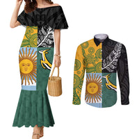 Personalised Rugby 2025 Championship Couples Matching Mermaid Dress and Long Sleeve Button Shirt Combination of Southern Hemisphere Countries - Polynesian Pride