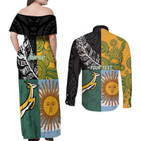 Personalised Rugby 2025 Championship Couples Matching Off Shoulder Maxi Dress and Long Sleeve Button Shirt Combination of Southern Hemisphere Countries - Polynesian Pride
