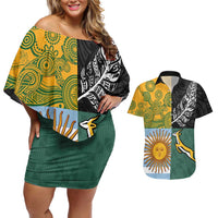 Personalised Rugby 2025 Championship Couples Matching Off Shoulder Short Dress and Hawaiian Shirt Combination of Southern Hemisphere Countries - Polynesian Pride