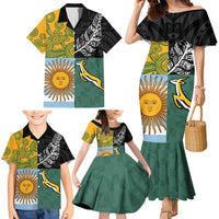 Personalised Rugby 2025 Championship Family Matching Mermaid Dress and Hawaiian Shirt Combination of Southern Hemisphere Countries - Polynesian Pride