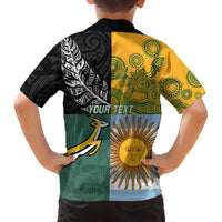 Personalised Rugby 2025 Championship Family Matching Off The Shoulder Long Sleeve Dress and Hawaiian Shirt Combination of Southern Hemisphere Countries - Polynesian Pride
