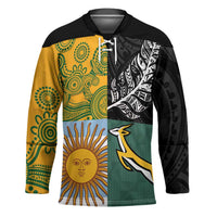 Personalised Rugby 2025 Championship Hockey Jersey Combination of Southern Hemisphere Countries LT14 Unisex Black - Polynesian Pride