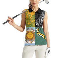 Personalised Rugby 2025 Championship Women Sleeveless Polo Shirt Combination of Southern Hemisphere Countries - Polynesian Pride