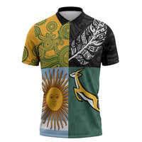 Personalised Rugby 2025 Championship Zipper Polo Shirt Combination of Southern Hemisphere Countries - Polynesian Pride