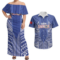 Custom Manu Samoa Rugby 2026 Couples Matching Off Shoulder Maxi Dress and Hawaiian Shirt Samoan Pattern