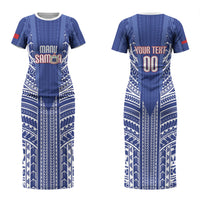 Custom Manu Samoa Rugby 2026 Couples Matching Short Sleeve Bodycon Dress and Long Sleeve Button Shirt Samoan Pattern LT14 - Polynesian Pride