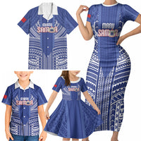 Custom Manu Samoa Rugby 2026 Family Matching Short Sleeve Bodycon Dress and Hawaiian Shirt Samoan Pattern LT14 - Polynesian Pride