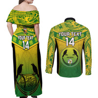 Custom Papua New Guinea Rugby Couples Matching Off Shoulder Maxi Dress and Long Sleeve Button Shirts Enga Mioks PNG Polynesian Pattern LT14 - Polynesian Pride