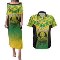Custom Papua New Guinea Rugby Couples Matching Puletasi Dress and Hawaiian Shirt Enga Mioks PNG Polynesian Pattern LT14 Green - Polynesian Pride