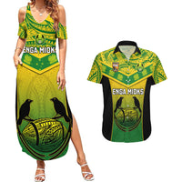 Custom Papua New Guinea Rugby Couples Matching Summer Maxi Dress and Hawaiian Shirt Enga Mioks PNG Polynesian Pattern LT14 Green - Polynesian Pride