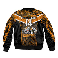 Custom Papua New Guinea Rugby Bomber Jacket Lae Snax Tigers PNG Polynesian Pattern LT14 - Polynesian Pride
