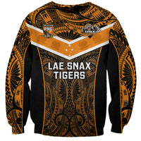 Custom Papua New Guinea Rugby Sweatshirt Lae Snax Tigers PNG Polynesian Pattern LT14 Unisex Orange - Polynesian Pride