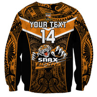 Custom Papua New Guinea Rugby Sweatshirt Lae Snax Tigers PNG Polynesian Pattern LT14 - Polynesian Pride