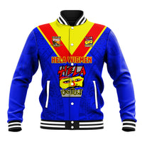 Papua New Guinea Rugby Baseball Jacket Hela Wigmen PNG Polynesian Pattern LT14 Unisex Blue - Polynesian Pride