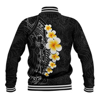 Black Tropical Plumeria With Galaxy Polynesian Art Baseball Jacket