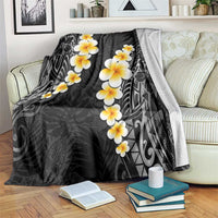 Black Tropical Plumeria With Galaxy Polynesian Art Blanket LT14 Black - Polynesian Pride