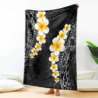 Black Tropical Plumeria With Galaxy Polynesian Art Blanket LT14 - Polynesian Pride