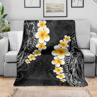 Black Tropical Plumeria With Galaxy Polynesian Art Blanket LT14 - Polynesian Pride