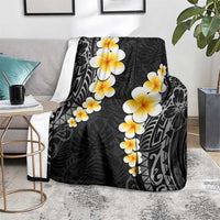 Black Tropical Plumeria With Galaxy Polynesian Art Blanket LT14 - Polynesian Pride