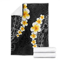 Black Tropical Plumeria With Galaxy Polynesian Art Blanket LT14 - Polynesian Pride