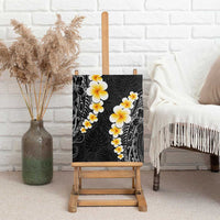 Black Tropical Plumeria With Galaxy Polynesian Art Canvas Wall Art