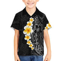 Black Tropical Plumeria With Galaxy Polynesian Art Kid Hawaiian Shirt LT14 Kid Black - Polynesian Pride