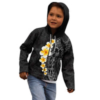 Black Tropical Plumeria With Galaxy Polynesian Art Kid Hoodie LT14 - Polynesian Pride