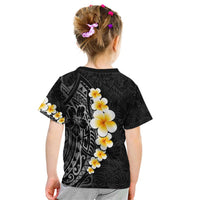Black Tropical Plumeria With Galaxy Polynesian Art Kid T Shirt LT14 - Polynesian Pride