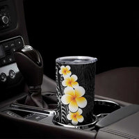Black Tropical Plumeria With Galaxy Polynesian Art Tumbler Cup