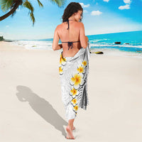 White Tropical Plumeria With Galaxy Polynesian Art Sarong