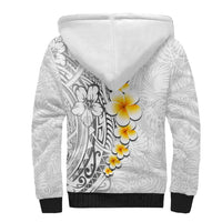 White Tropical Plumeria With Galaxy Polynesian Art Sherpa Hoodie