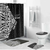 New Zealand Silver Fern Rugby Custom Bathroom Set Maori Koru Go Black Fern LT14 Bathroom Set (4 pcs) Black - Polynesian Pride