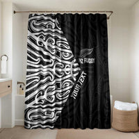 New Zealand Silver Fern Rugby Custom Bathroom Set Maori Koru Go Black Fern LT14 Shower Curtain Only Black - Polynesian Pride