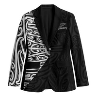 New Zealand Silver Fern Rugby Custom Blazer Maori Koru Go Black Fern - Polynesian Pride