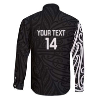 New Zealand Silver Fern Rugby Custom Family Matching Long Sleeve Bodycon Dress and Hawaiian Shirt Maori Koru Go Black Fern - Polynesian Pride