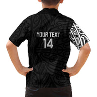 New Zealand Silver Fern Rugby Custom Family Matching Off The Shoulder Long Sleeve Dress and Hawaiian Shirt Maori Koru Go Black Fern - Polynesian Pride