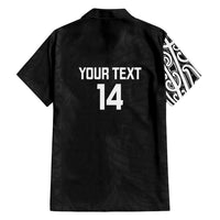 New Zealand Silver Fern Rugby Custom Family Matching Short Sleeve Bodycon Dress and Hawaiian Shirt Maori Koru Go Black Fern - Polynesian Pride