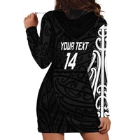 New Zealand Silver Fern Rugby Custom Hoodie Dress Maori Koru Go Black Fern - Polynesian Pride