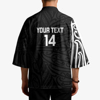 New Zealand Silver Fern Rugby Custom Kimono Maori Koru Go Black Fern - Polynesian Pride