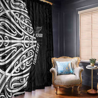 New Zealand Silver Fern Rugby Custom Window Curtain Maori Koru Go Black Fern - Polynesian Pride