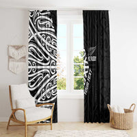 New Zealand Silver Fern Rugby Custom Window Curtain Maori Koru Go Black Fern - Polynesian Pride