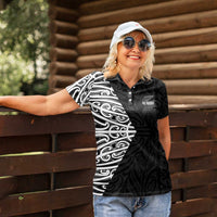New Zealand Silver Fern Rugby Custom Women Polo Shirt Maori Koru Go Black Fern - Polynesian Pride