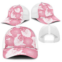 Pink Aloha Hawaii Baseball Net Cap Monstera Hibiscus Plumeria Seamless Vibes - Polynesian Pride