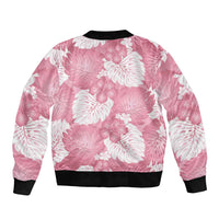 Pink Aloha Hawaii Bomber Jacket Monstera Hibiscus Plumeria Seamless Vibes - Polynesian Pride